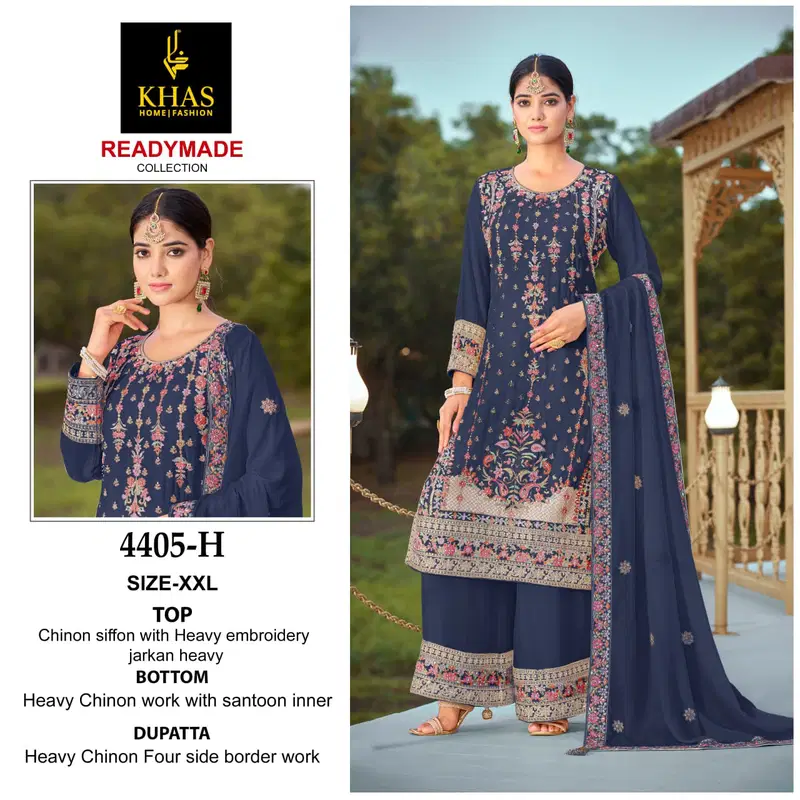 Khas 4405 Chinon Chiffon Readymade Pakistani Suits Exporters In India